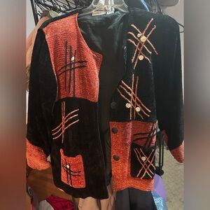Nouveau Monde Artsy Patchwork Jacket | Black & Rust